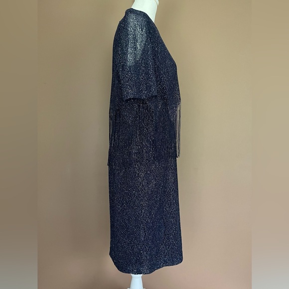 {Jessica Howard} Short Sleeve Cocktail Dress with Metallic Thread & Fringe - 8P - Picture 6 of 13
